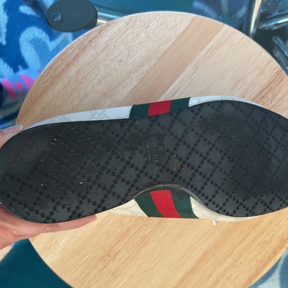 Gucci Guccissima GG Logo cream green red sneakers size 10 1/2 G 11 1/2 US Preown - Picture 8 of 16
